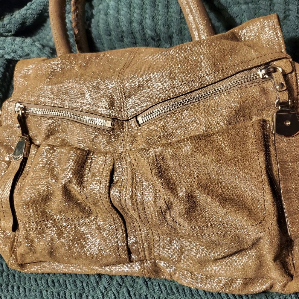 B.Makowsky metallic suede leather purse